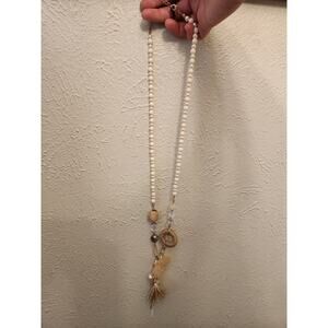 PLUNDER‎ Shirley FAUX PEARL BEAD Flower Chain PENDANT NECKLACE 28-29”